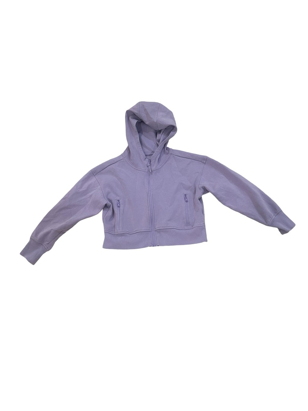 EUC Old Navy Girls Medium Lavender Cropped Hooded Zip Sweatshirt Jacket